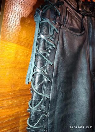 Кожаные брюки байкерские р хс2 фото