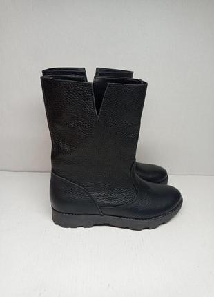 Ботинки получежки кожаные на байке женские
