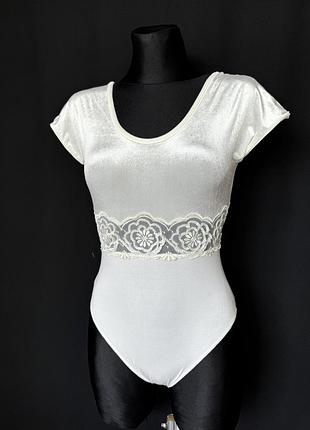 La perla tricot вінтаж білий боді оксамит мереживо бісер