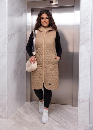 Стьобана подовжена жилетка 46-66 розмірів. 318774