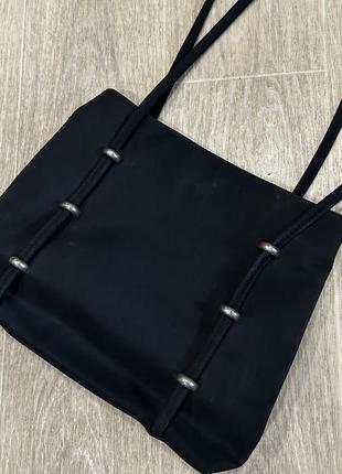 Сумка шоппер, винтаж, сумка на плечо, сумка с металлическими элементами5 фото
