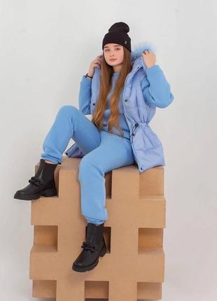 Теплий підлітковий костюм для дівчинки з жилеткою