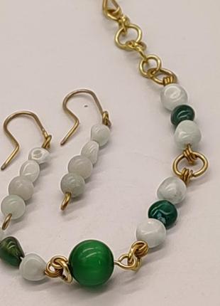 Комплект з 2 браслетів і сережок з ларимара і агата "лагуна". браслет з натурального каміння8 фото