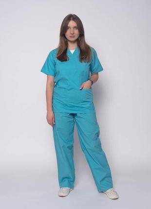 Робочі бірюзові штани для медпрацівників, спецодяг для лікарні, штани для лікарів