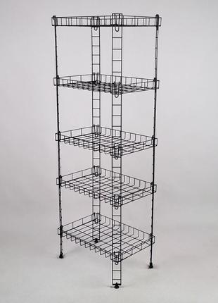 Етажерка стелаж металевий чорного кольору на 5 полиць