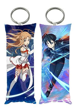Брелок мини-дакимакура аниме асуна кирито мастер меча онлайн sao двухсторонний 4х10 см (br0526)