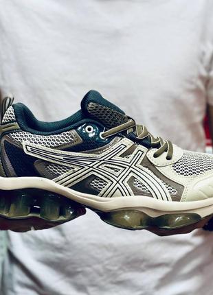 Кроссовки asics gel-quantum kinetic beige brown black бежевые женские / мужские