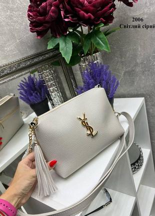 Женская стильная и качественная сумка из искусственной кожи св.серая