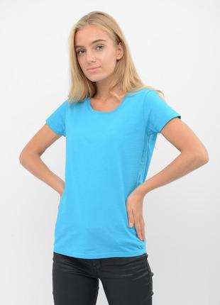 Женская футболка fruit of the loom valueweght ladies 100% хлопок приталенная однотонная ультрамарин, s