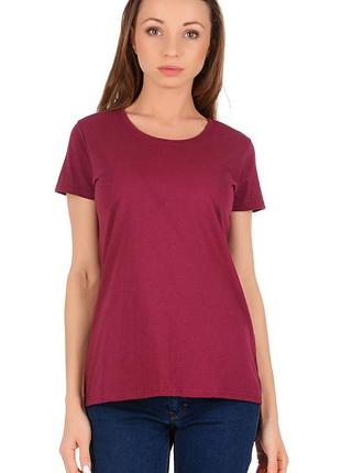 Женская футболка fruit of the loom valueweght ladies 100% хлопок приталенная однотонная бордовый, s