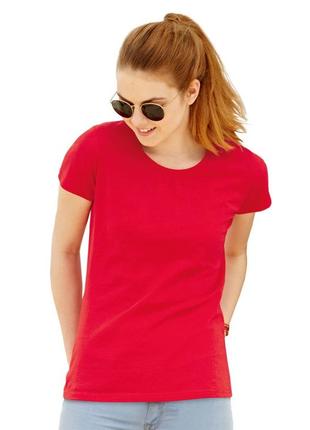Женская футболка fruit of the loom valueweght ladies 100% хлопок приталенная однотонная красный, s