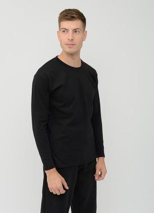 Мужская футболка с длинным рукавом fruit of the loom valueweight long sleeve 100% хлопок черный, s