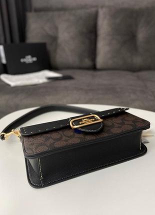 Жіноча сумка coach morgan shoulder bag / gold/brown black multi коричнева2 фото