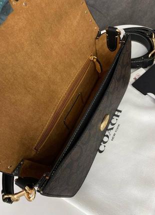 Женская сумка coach morgan shoulder bag / gold/brown black multi коричневая9 фото