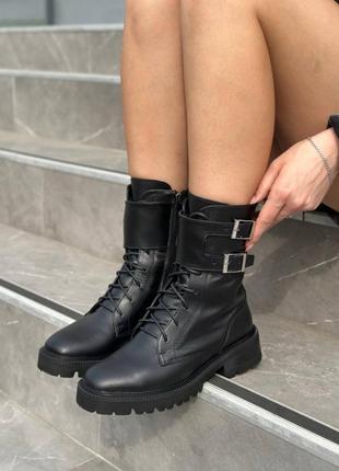 Ботинки женские кожаные черные демисезонные