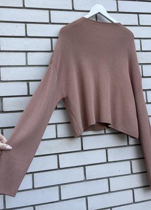Укороченный розовый джемпер, свитер в рубчик  h&m6 фото