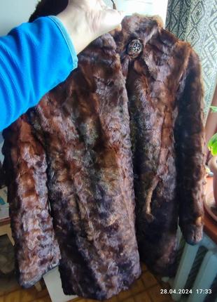 Норкова шуба з капюшоном р с м