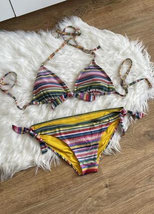 Раздельный полосатый купальник разноцветный f&f размер 40