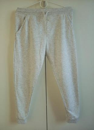 Теплые демисезонные осенние весенние спортивные штаны с начессом на флисе серые для девочки 12-13 лет