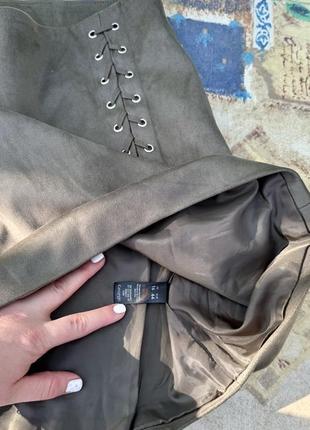 Спідниця міні юбка хакі колір 😎🔝🩶7 фото