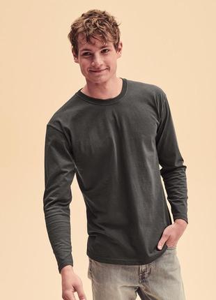 Мужская футболка с длинным рукавом fruit of the loom valueweight long sleeve 100% хлопок графит, s