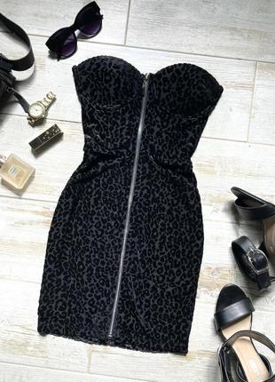 Велюровое черное мини платье 4th &amp; reckless2 фото