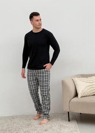 Чоловічі піжамні штани cosy в клітину сірі
