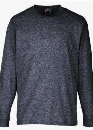 Мужская футболка с длинным рукавом fruit of the loom valueweight long sleeve 100% хлопок темно-серый меланж, s