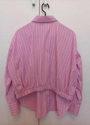 Розовая рубашка в полоску zara, размер s-m.2 фото