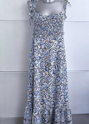 Сукня міді  zara із сумішевого льону та принтом1 фото