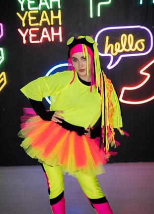 Карнавальный костюм для аниматоров неоновая киберпанк вечеринка женский