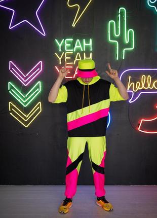 Карнавальный костюм для аниматоров неоновый киберпанк мужской