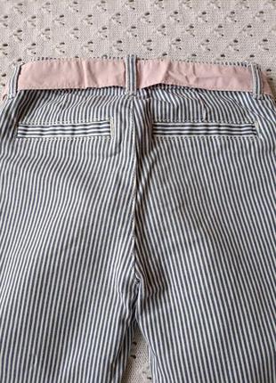 Стильные штанишки h&amp;m в полоску из хлопка брючки на весну лето брюки хлопковые с поясом7 фото
