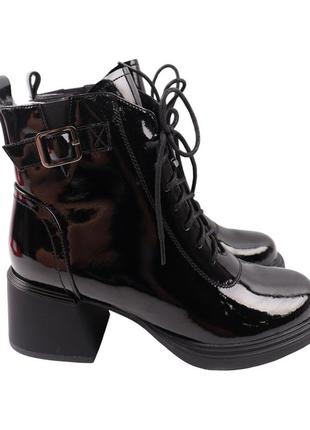 Ботильоны женские melanda черные натуральная лаковая кожа, 35