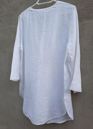 Белая блуза туника 100%лен3 фото
