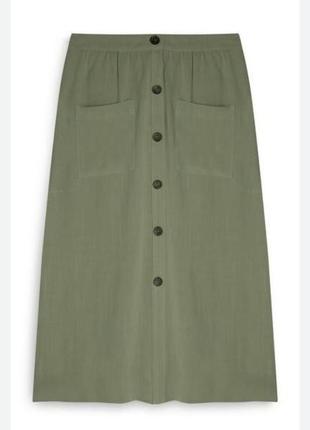 Вискоза юбка на пуговицах ♥️ кэжуал, миди, хаки2 фото