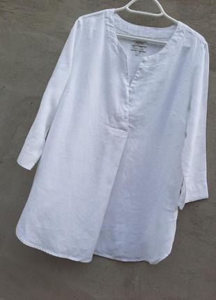Белая блуза туника 100%лен6 фото