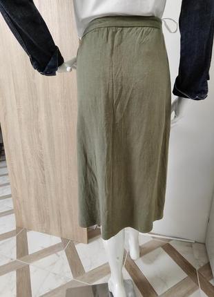 Вискоза юбка на пуговицах ♥️ кэжуал, миди, хаки8 фото