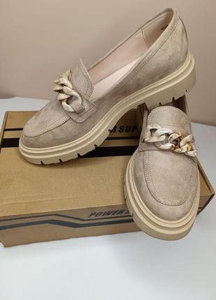 Бежевые туфли, макасины, размер 38,5, польша1 фото