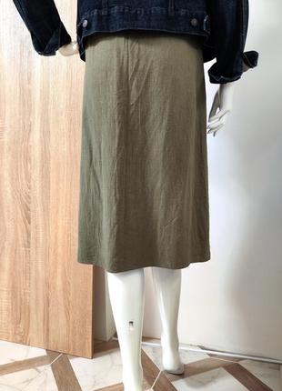 Вискоза юбка на пуговицах ♥️ кэжуал, миди, хаки6 фото
