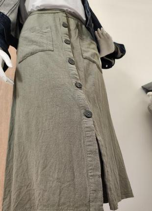 Вискоза юбка на пуговицах ♥️ кэжуал, миди, хаки9 фото