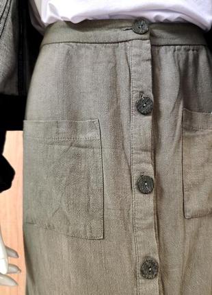 Вискоза юбка на пуговицах ♥️ кэжуал, миди, хаки4 фото
