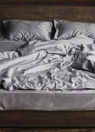Комплект постельного белья двуспальный grey smoke с натурального сатина 180х210 см1 фото