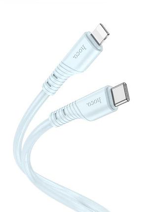 Кабель передачи данных hoco x97 crystal color silicone type c to lightning pd 20w/3a 1 m blue