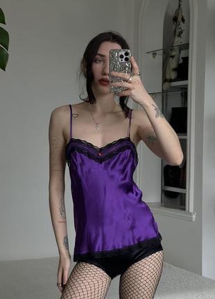 Фиолетовая бельевая маечка с кружевом5 фото