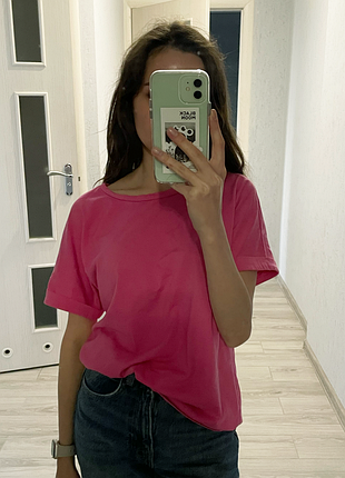 Футболка рожева оверсайз