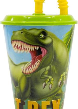 Стакан для дітей з трубочкою 430 мл stor dinosaur (26230)