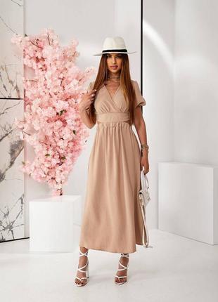 Фуксия розовое женское платье миди с разрезом женское летнее, длинное платье с разрезами9 фото