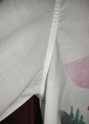 Белоснежная коттоновая рубашка оверсайз с принтом desigual.4 фото
