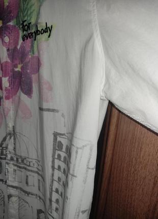 Белоснежная коттоновая рубашка оверсайз с принтом desigual.9 фото